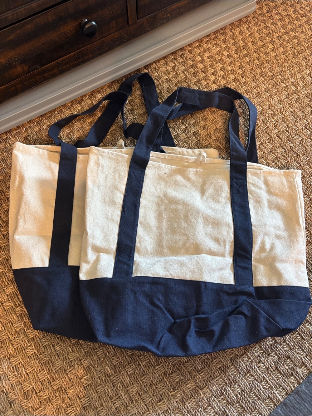 Set of 2 Reusable Canvas Tote Bags